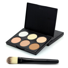 Contour Palette with Brush, 6 Color Face Powder Kit, Pigment, Buildable Coverage