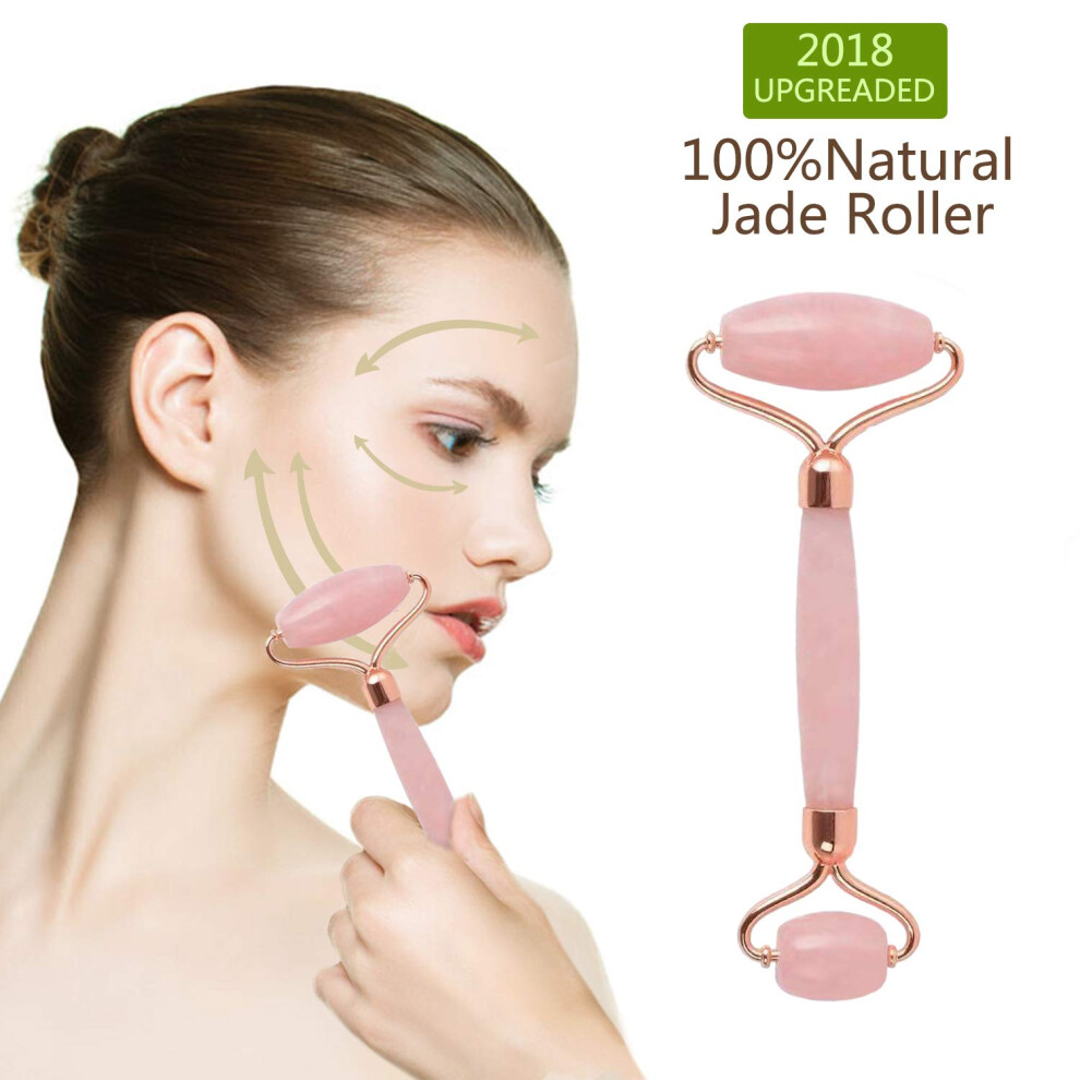 Dark Rose Quartz Facial Roller And Jade Roller For Face, Anti Aging, Reduce Puffiness And Circles