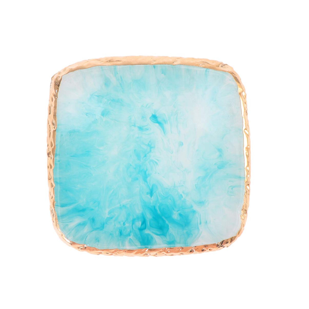 Nail Art Mixing Palette with Blue Imitation Agate Finish, Square EasyClean Tray for Makeup and Polish