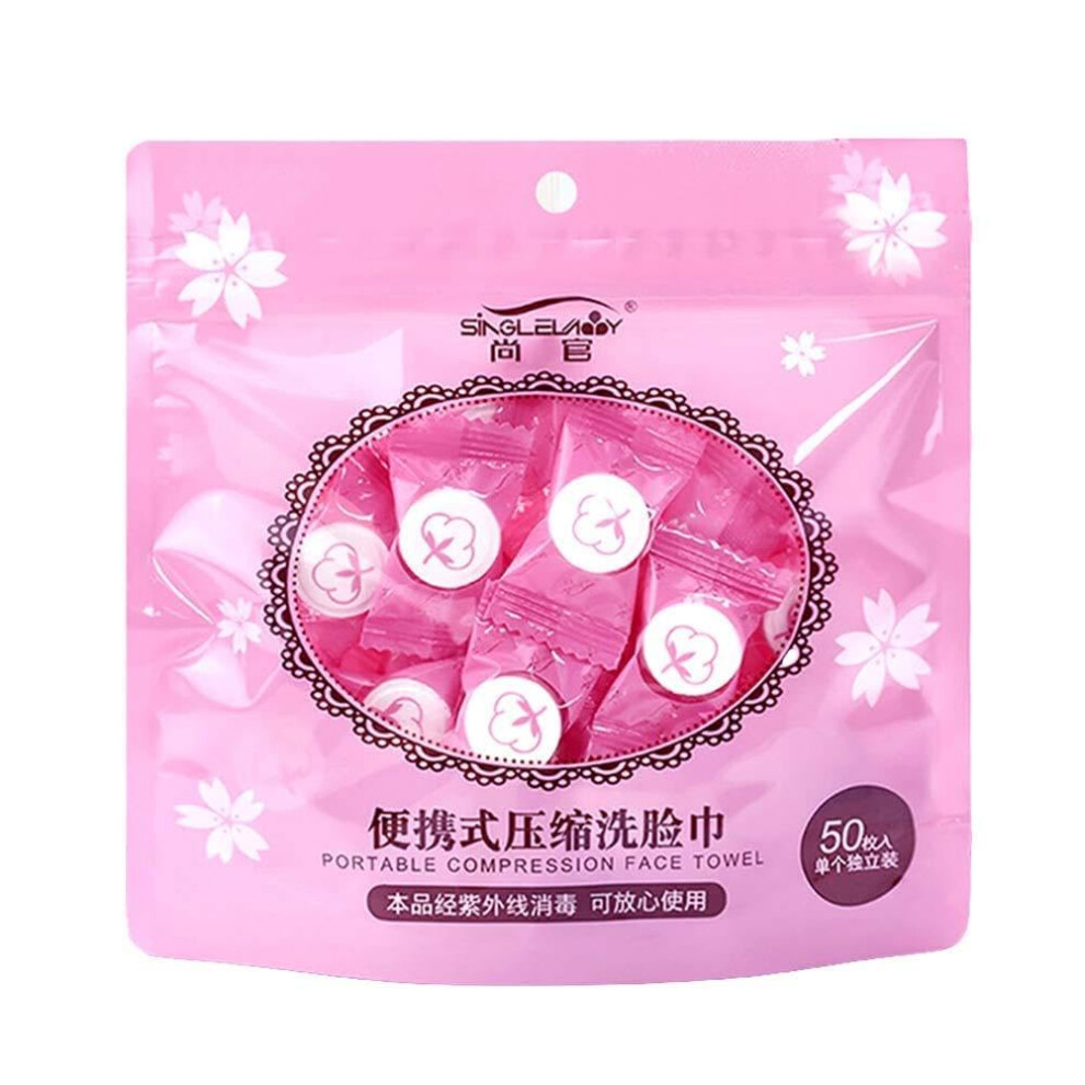 Disposable Face Towel 50pcs Soft Cotton Hypoallergenic Individually Packed Compressed Facial Towels for Travel