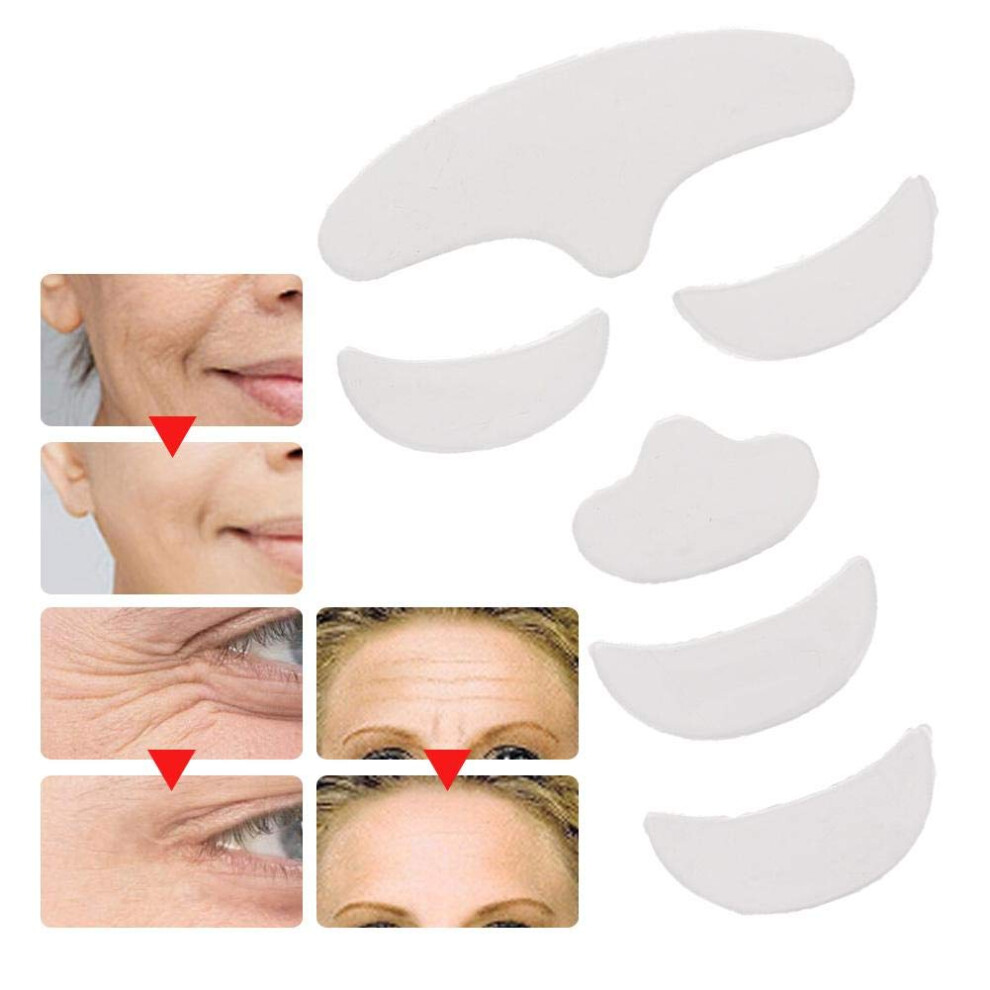 Anti Wrinkle Silicone Patches 6pcs Reusable Face Lifting Set for Forehead Eyes Chin Wrinkle Smoothing