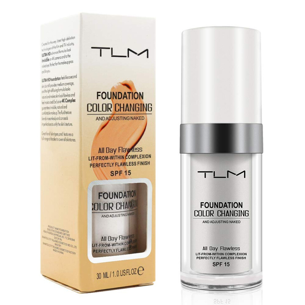 Colour Changing Foundation 30ML SPF 15 Flawless Liquid Makeup Base for Warm Skin Tones