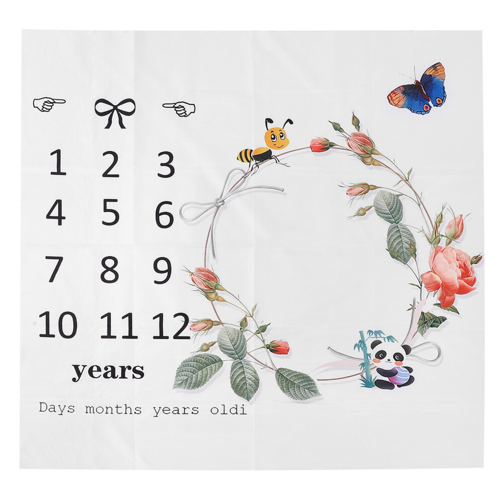 Floral Plush Fleece Baby Milestone Blanket For Monthly Photoshoots Newborn Growth Record Blanket With Wreath Bonus Accessories Anti Wrinkle Super