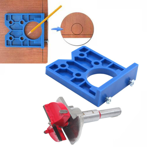 Drill Bits 35mm Cabinet Hinge Template Tool Kit, Hinge Drilling Hole Router Jig With Depth Stop Versatile Application In Woodworking Projects 2