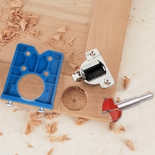 Drill Bits 35mm Cabinet Hinge Template Tool Kit, Hinge Drilling Hole Router Jig With Depth Stop Versatile Application In Woodworking Projects 1
