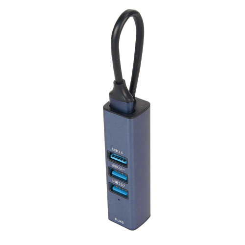 Προσαρμογέας USB C σε Ethernet με κατασκευή από αλουμίνιο, 4 θύρες, συμπεριλαμβανομένων 2