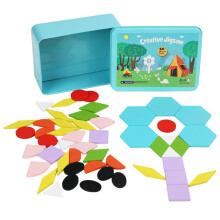 Quebra-cabeça geométrico de madeira com blocos de padrões, brinquedo educativo Montessori Tangram para crianças, feito com material seguro e