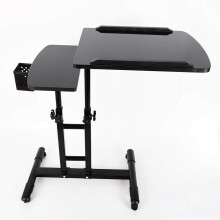 Tattoo Workstation with Adjustable Height, Mobile Locking Wheels and Dual Surface, Black