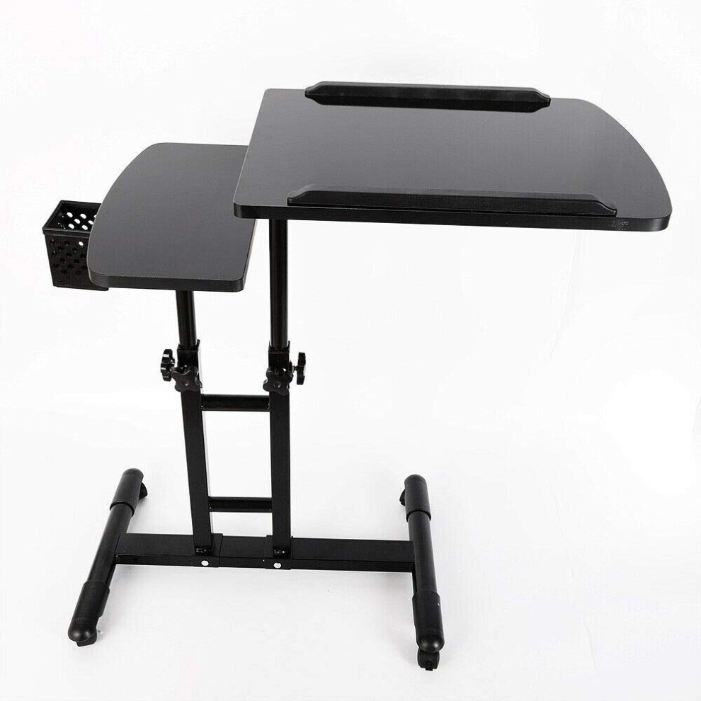 Black Tattoo Workstation With Adjustable Height, Mobile Locking Wheels And Dual Surface,