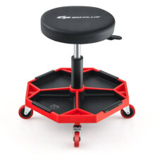 Banqueta mecânica com rodinhas - HELLOSHOP26 - Ajustável 41-55 cm - Assento acolchoado - Plataforma para ferramentas integrada