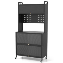 Étagère de cuisine - HELLOSHOP26 - 5 niveaux - Noir - Design moderne - 80 x 40 x 160 cm