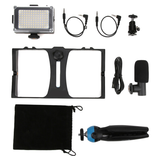 Support de stabilisation vidéo pour téléphone portable avec griffe porte-accessoires et vis universelles 1/4", multi-interface, conception