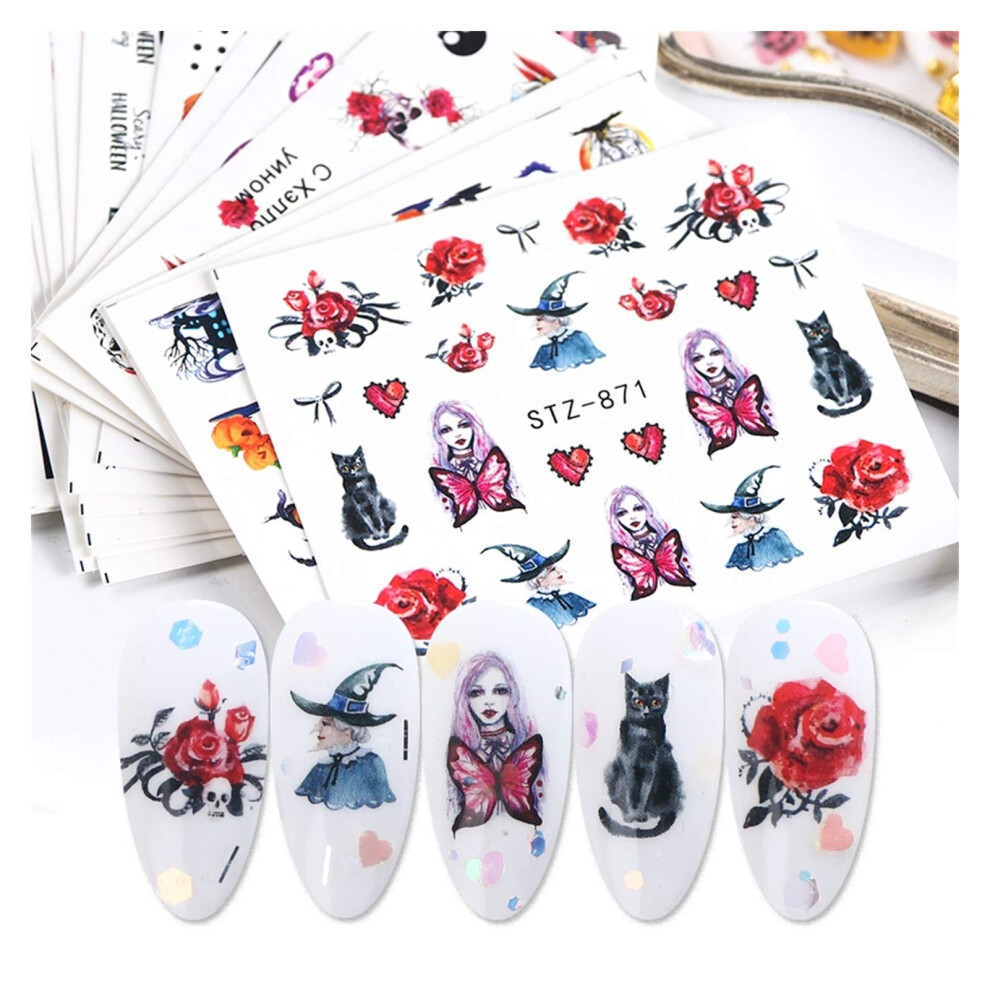 24pcs Watercolor Floral Nail Art Water Transfer Decals Set for Gel Manicure Decor