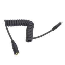 Stabiles PC-Synchronisationskabel mit Stecker für externe Blitzgeräte, kompatibel mit Nikon und Canon, Spiralkabel mit Schraubverschluss,