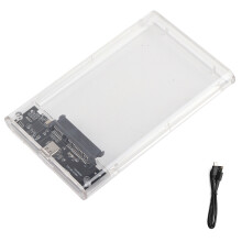 Gabinete USB 3.0 para SATA III para disco rígido, transparente, plug and play, portátil, para HDD/SSD de 2,5 polegadas, hot-swappable.