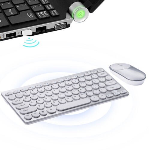 Conjunto de teclado e mouse sem fio com transmissão 2.4G, plug and play, sinal anti-interferência, compatível com Microsoft Android e iMac, leve e 2