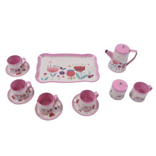 Pretend Play Tea Party Set for Girls Boys, Cognitive Development Toy with Toddler Playset Features, Non-Toxic Tin Tea Set for Indoor Outdoor Use