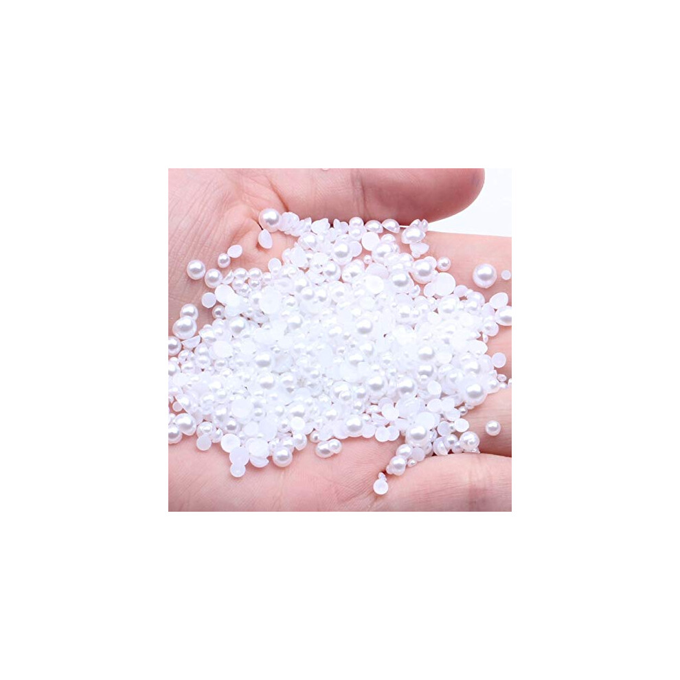 White Nail Art Pearls 2Mm Flatback Resin Half Round Beads Bulk 10000Pcs For Diy Crafts