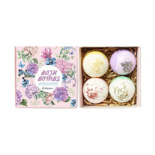 Bath Bomb Gift Set with Essential Oils and Dried Flowers, Aromatic Bubble Soak Luxury Gift Box
