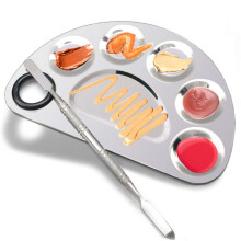 Makeup Mixing Palette Stainless Steel 6Well with DualEnded Spatula for Foundation and Eyeshadow