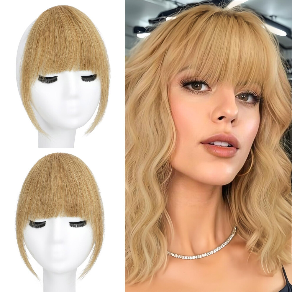 Clip In Human Hair Bangs with Temples, Natural Texture French Fringe for Women, 18#