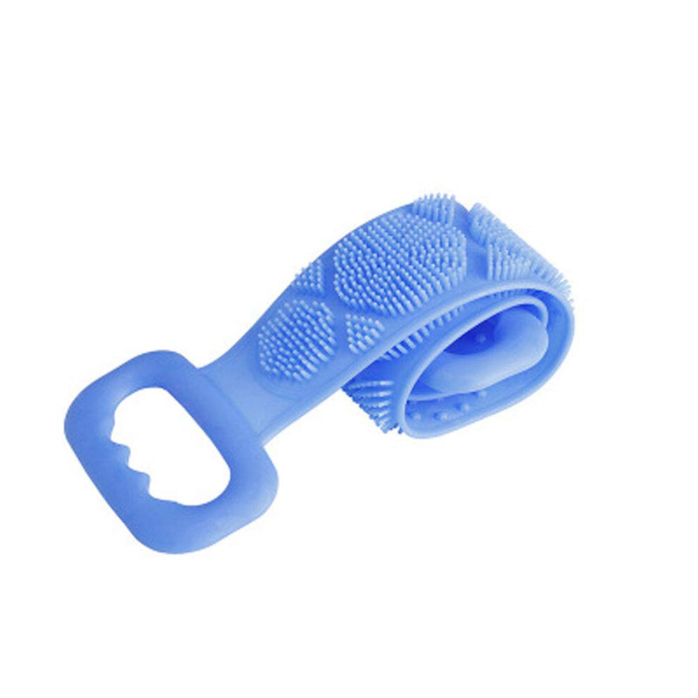 Long Silicone Back Scrubber for Shower with DualSided Exfoliation and Spa Massage Effect, Blue