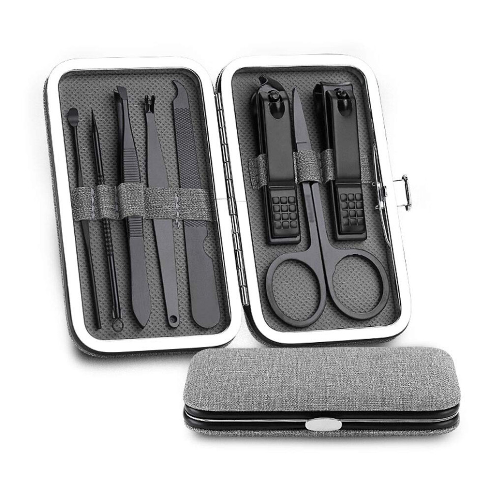 Nail Clipper Set 8in1 Stainless Steel Manicure Pedicure Kit with Travel Pouch for Home and Salon