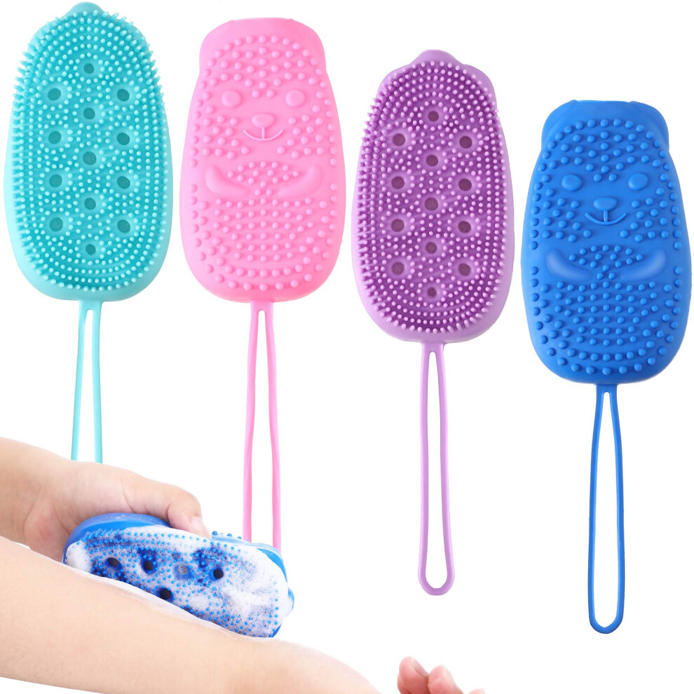 Silicone Body Scrub Brush Set, DoubleSided Exfoliating Bath Brush for Gentle Skin Cleaning