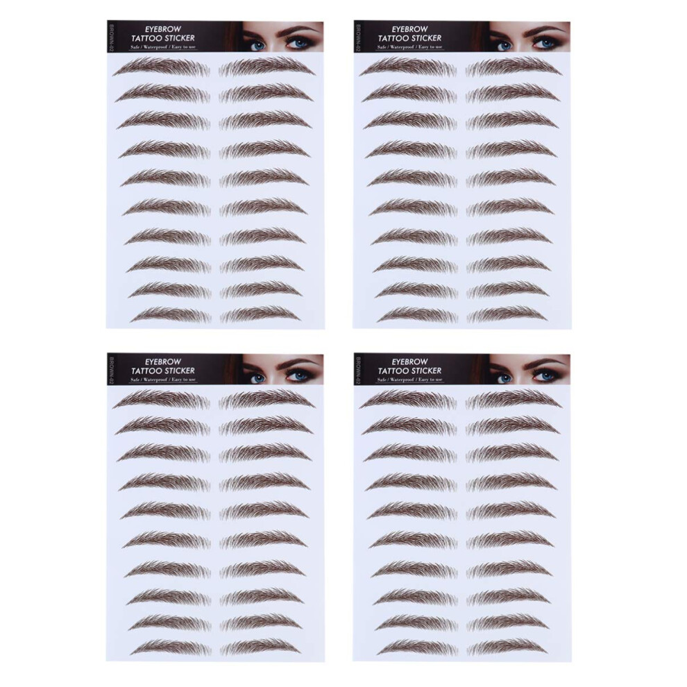 Eyebrow Tattoo Stickers 4pcs 6D HairLike Waterproof Temporary Eyebrow Transfers Brown06