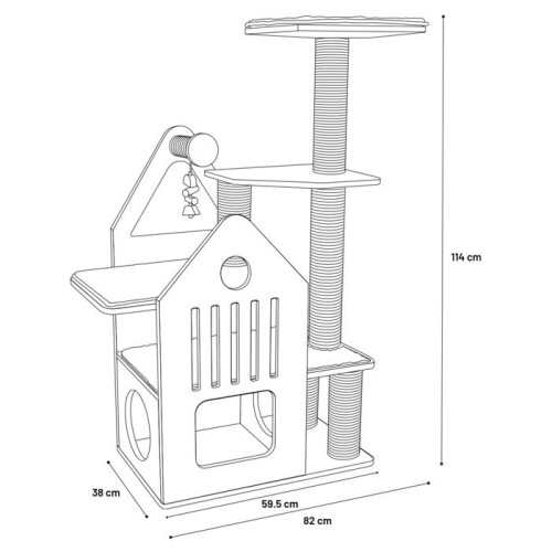 Árvore para gatos com casinha e plataforma 2