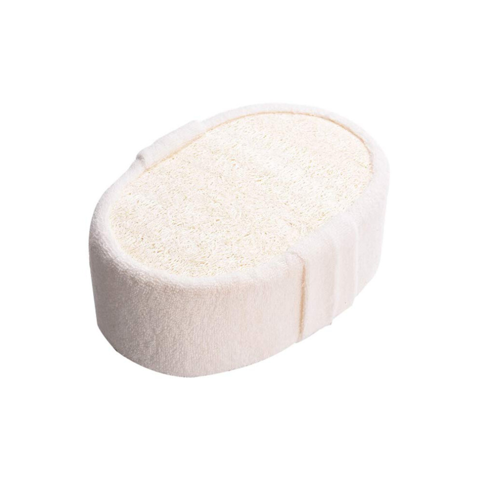 Bath Loofah Exfoliating Sponge with Cotton Backing and Strap for Gentle Skin Scrubbing Shower