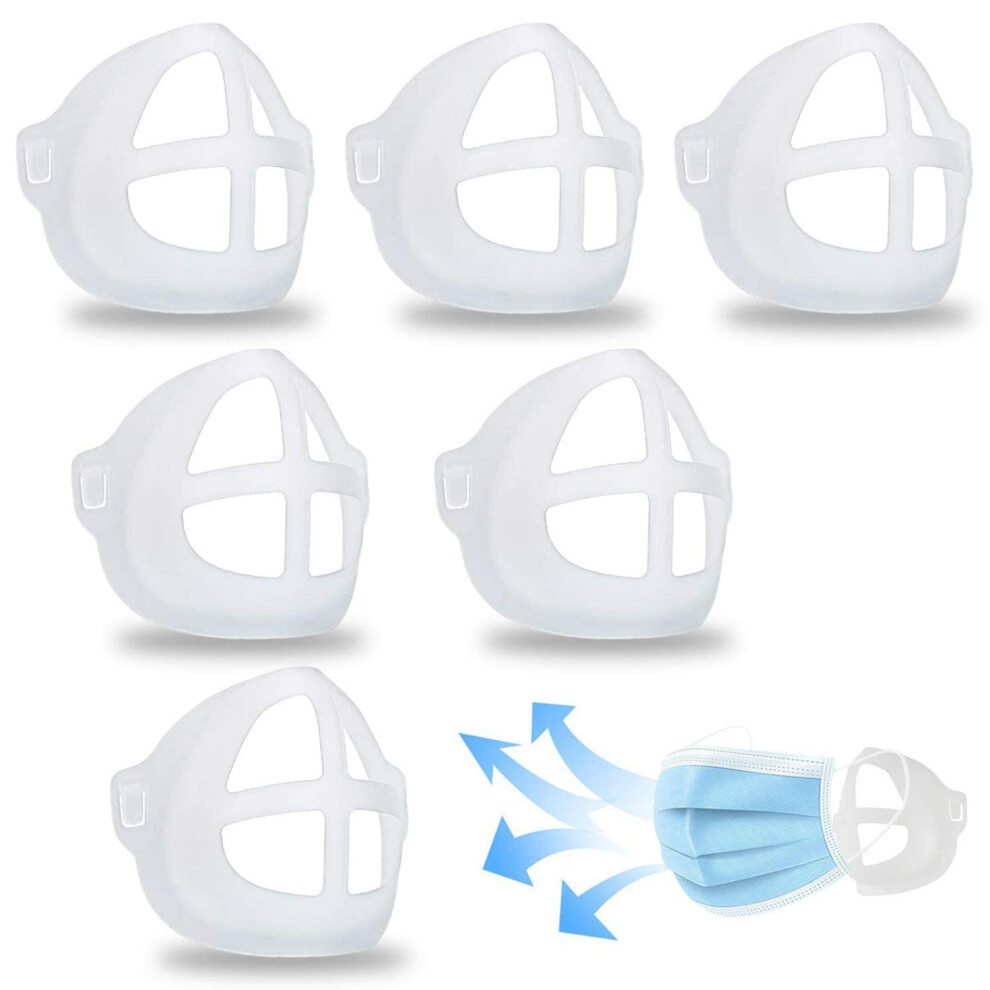 3D Silicone Mask Bracket For Comfortable Breathing And Makeup Protection, 6 Pcs Reusable Frame 9044945674590