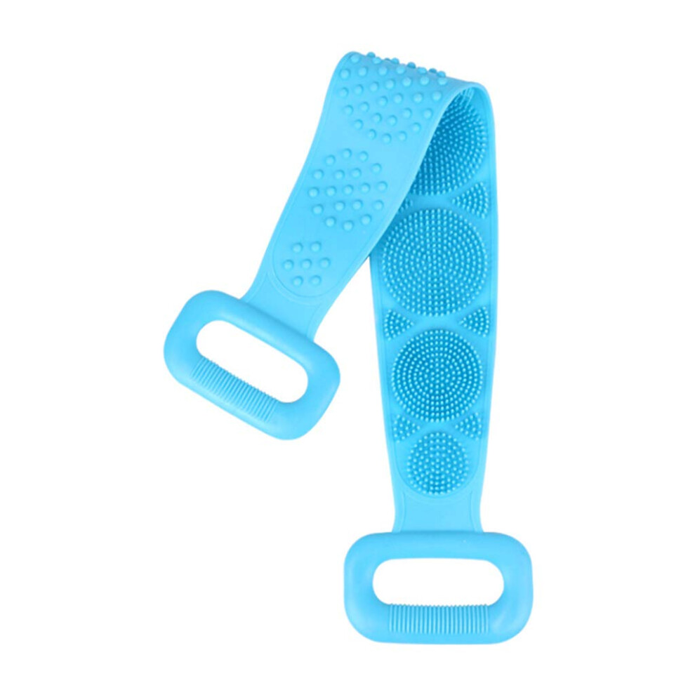 Blue Silicone Back Scrubber For Shower With Extra Long Reach Dualsided Exfoliating Bath Brush 24'