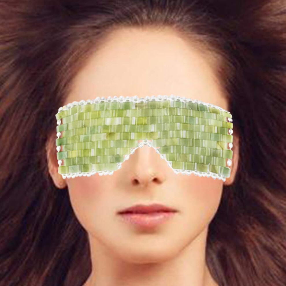 Green/Dark Jade Eye Mask Natural Jade For Cooling Eye Therapy, Circles And Puffiness Relief