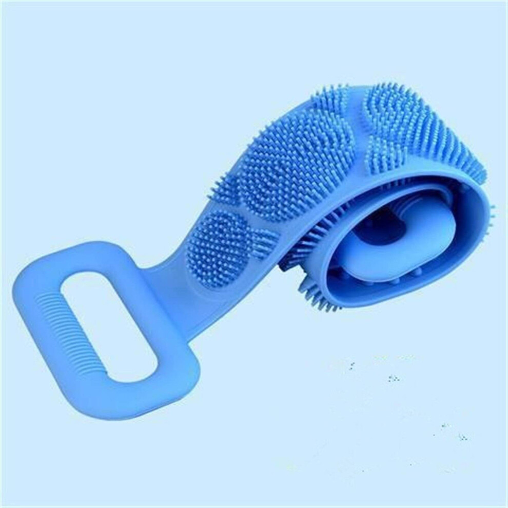 Blue Silicone Bath Brush Back Scrubber With Extended Reach Dualsided Gentle Exfoliation