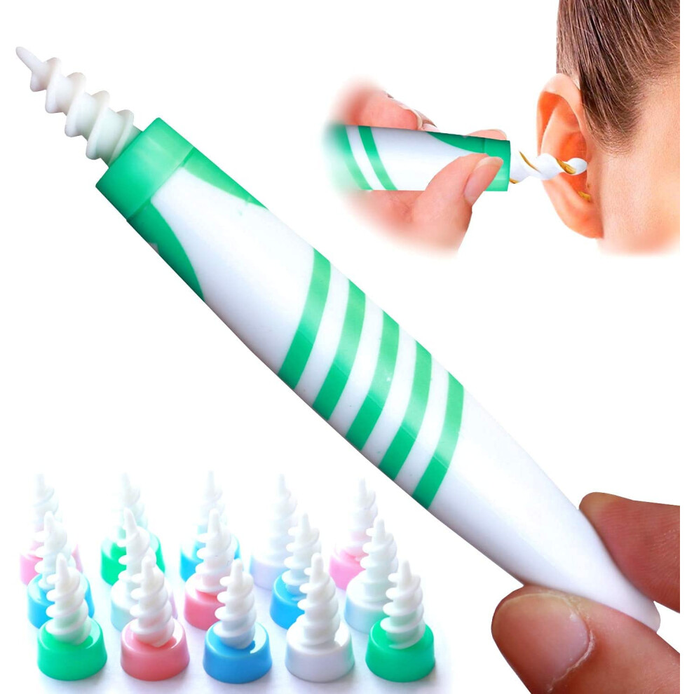 Ear Wax Removal Tool with Soft Silicone Spiral Tip, 16 Heads, Reusable Ear Cleaner for Adults Kids