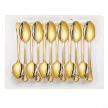 Gold Stainless Steel Teaspoon Set 12pcs Mirror Polished Cutlery for Home Restaurant Hotel Dining