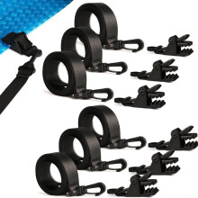 Heavy Duty Nylon Pool Cover Reel Straps with Quick Clip Installation for Universal Solar Cover Belt System Clamp 6 Rope 6