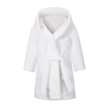 Kids Flannel Fleece Bathrobe Soft Hooded Dressing Gown for Boys and Girls Ages 112 White