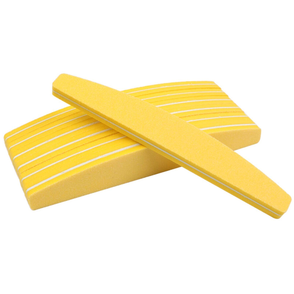 Yellow 20Pcs Double Sided Nail Buffer Block Sponge File For Gel Acrylic Nail Sanding Polishing