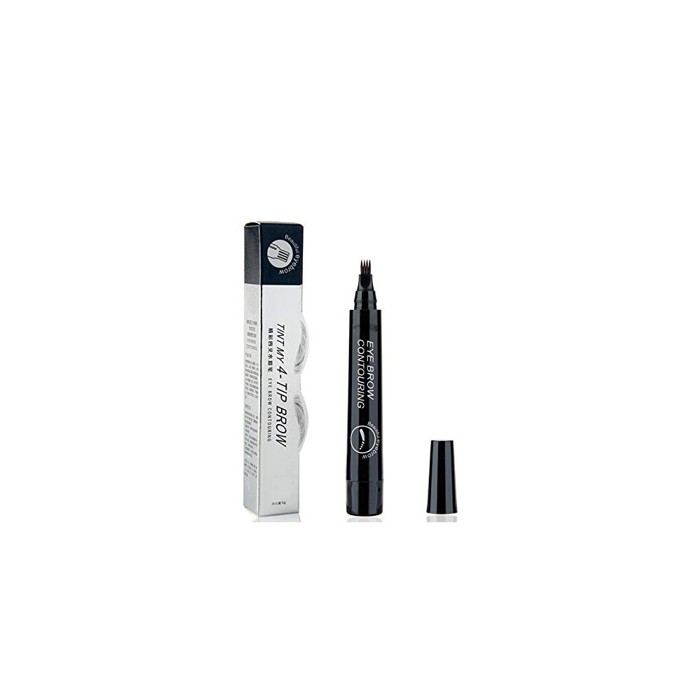 Brown Waterproof Microblading Eyebrow Pen With Four Tip Microfork, Long Lasting Tattoo Brow Pencil, Dark