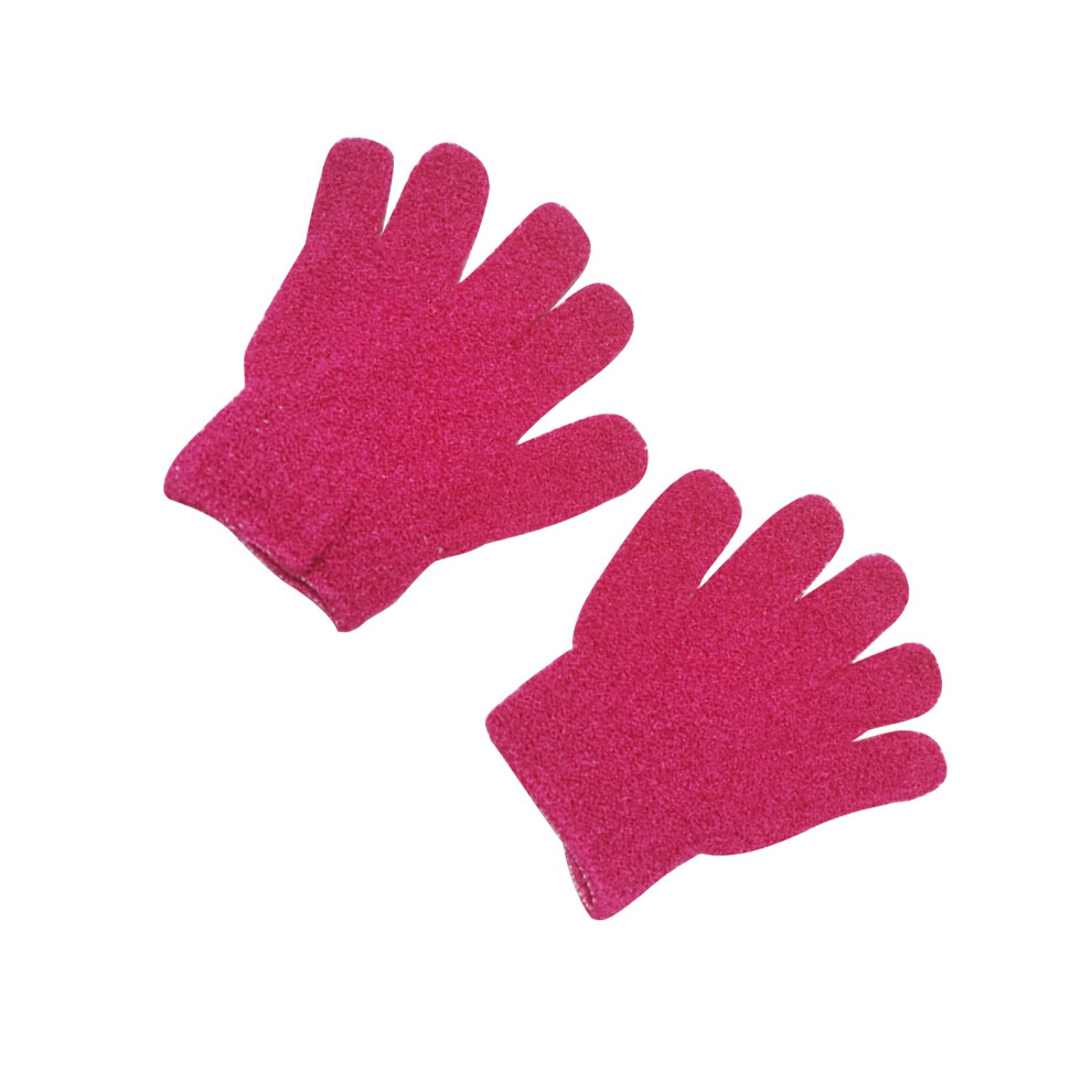 Exfoliating Bath Gloves Pair Red Nylon for Effective Dead Skin Removal and Comfortable Elastic Fit
