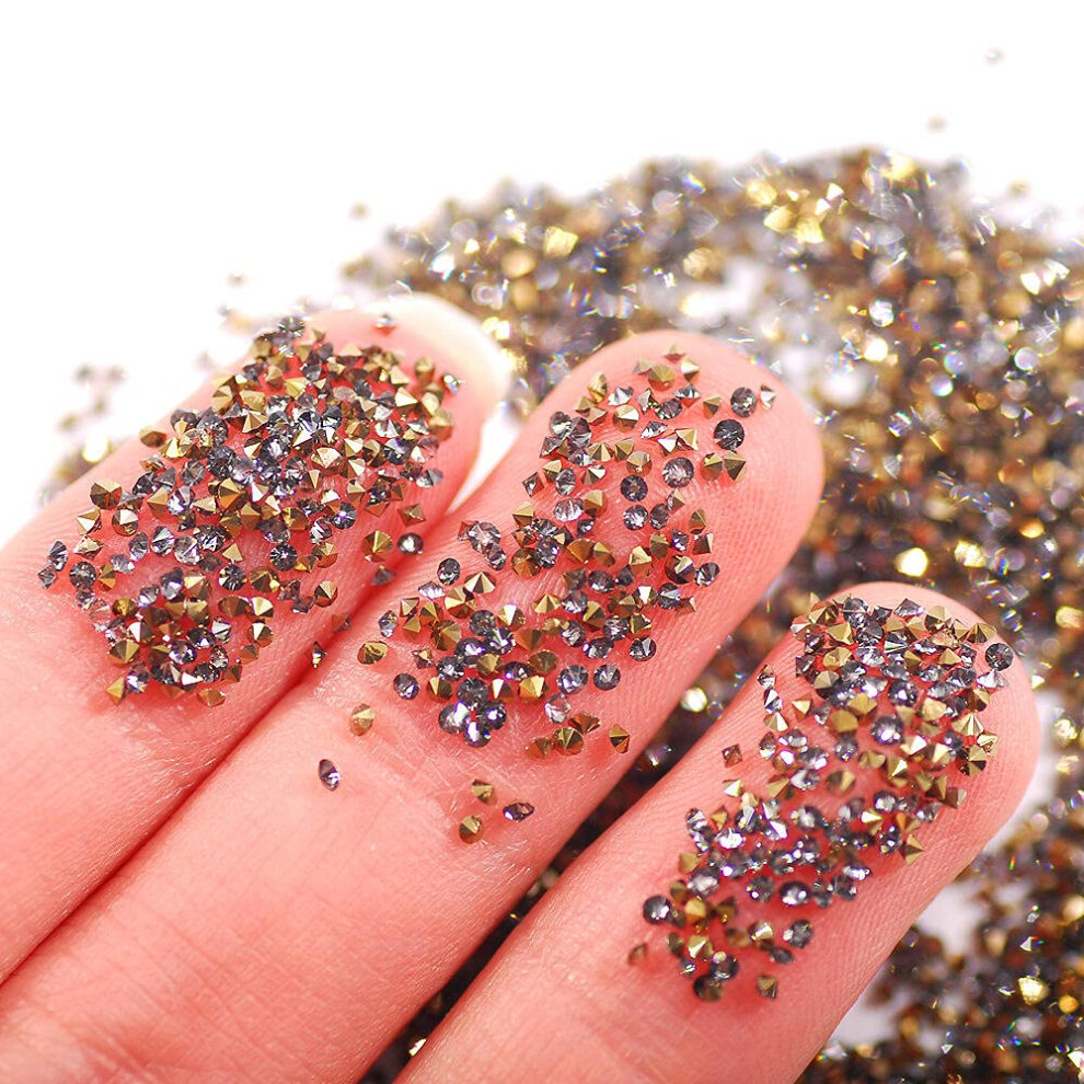 Gray Nail Art Rhinestones 1.1Mm Ab Glass Pixie Gems Bulk 14400Pcs For Diy Manicure Crafts