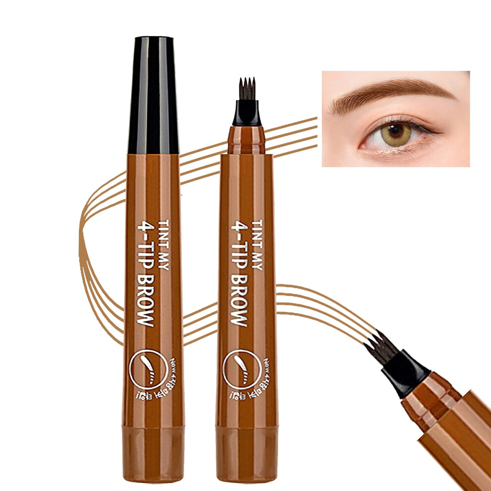 Brown 2Pcs Light Waterproof Microblading Eyebrow Pencil With Fourpronged Tip And Longlasting Brow Definition
