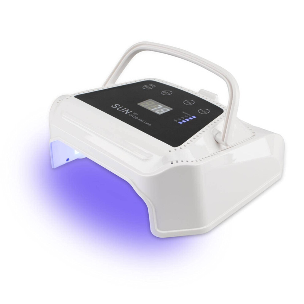 White 72W Rechargeable Uv Led Nail Lamp With Timer, Fast Gel Curing, Cordless Professional Nail Dryer