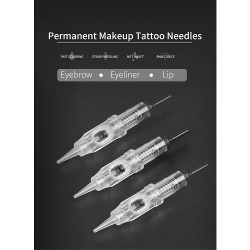 100Pcs Permanent Makeup Cartridge Needles 1RL 0.3MM for Eyebrow Microblading 600DG 1