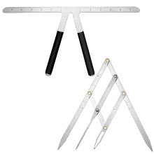 Eyebrow Caliper Set with Golden Ratio Symmetry and 3Point Measuring Tool for Microblading (Silver)