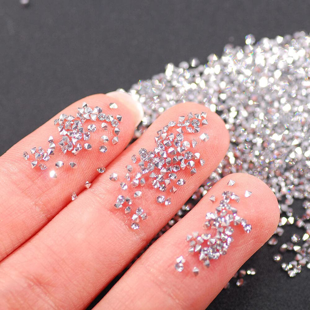 Silver/White Nail Rhinestones Micro Zircon 1.1Mm And Crystals For Nail Art 14400Pcs Sparkle