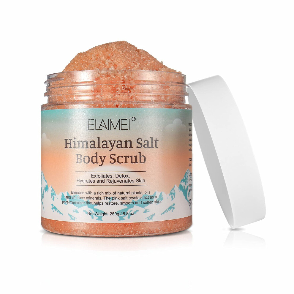 Pink Himalayan Salt Body Scrub With Collagen And Stem Cells For Deep Exfoliation And Acne Care