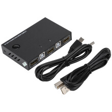 HDMI KVM Switcher With Plug And Play, One Button Switch For Dual Monitors, Great Compatibility And Support Multi Devices In Stock Entertainment Setup